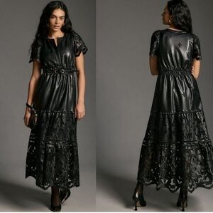 NWT ANTHROPOLOGIE BLACK LACE MAXI DRESS-XS
